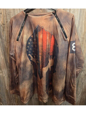 Chicyea Fleece AOP Pullover Shirt L/S 3XL USA Spartan Gladiator Helmet Dbl Zip